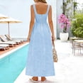 thumbnail image 3 of Women's Gingham Plaid Square Neck Maxi Dress, Sleeveless Wide Strap Smocked Waist Summer Beach Vacation Sundress, Casual Flowy Long Dress for Women S-2XL, 3 of 5