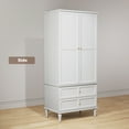 thumbnail image 3 of HLR 71" Tall Modern Wood Armoire Wardrobe Closet, Freestanding Cabinet with Hanging Rod for Bedroom, White, 3 of 12