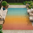 thumbnail image 2 of SUNDEREY Outdoor Rug 9'x12', Waterproof Reversible Plastic Straw Mat for Patio, RV & Camping - Non-Slip Foldable Carpet for Beach, Balcony & Backyard, Orange & Blue, 2 of 9
