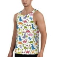 thumbnail image 2 of Fotbe Cute Dinosaur Pattern Men's Quick Dry Workout Tank Top Gym Muscle Tee Fitness Bodybuilding Sleeveless T Shirt Breathable Workout Shirt-Small, 2 of 9