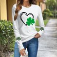 thumbnail image 2 of Camiseta Suelta de Cuello Redondo de la Impresión Del Día de San Patricio Casual de las Mujeres de Manga Larga para Primavera Verano, 2 of 6