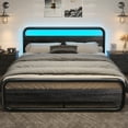 thumbnail image 7 of Catrimown King Size Bed Frame with LED Light Headboard, Metal Platform Bed with Wooden Headboard, Black, 7 of 7