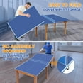 thumbnail image 3 of Ping Pong Conversion Top with Net Set, Foldable Portable Table Tennis Board for Indoor Outdoor Play, 12mm MDF Surface with Foam Edge Protection, Blue, 3 of 9