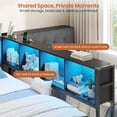 thumbnail image 5 of Twin Size Bed Frame for 2, Double Twin Beds with Storage Bookcase Divider & LED Lights & Charging Station, Metal Daybed with Headboard and 2 Storage Drawers, Corner Bed Frame for Teens, Black, 5 of 9