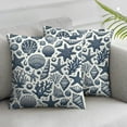 thumbnail image 2 of Nautical Coastal Pillow Covers 18x18In Set of 2 Blue Beach Theme Ocean Seashell Coral Starfish Throw Pillow Covers Summer Outdoor Pillow Cases Cotton Cushion Covers Sofa Decor Multiple specifications, 2 of 6