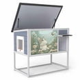 thumbnail image 3 of Yardi Yarda Weatherproof Outdoor Cat House with Highly Elevated Bottom, Elevated Feral Cat Shelter with High Legs and Curtained Door, Escape Door, Openable Top, Gray, 3 of 13