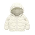 thumbnail image 4 of BLVB Hooded Puffer Jackets for Boys Girls Lightweight Packable Zip up Fall Winter Coat Warm Comfy Outerwear(White,2-3 Years), 4 of 9