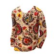 thumbnail image 2 of Neinkie Automne Chemise Manches Longues Dentelle jusqu'à Style Ethnique Rétro Différent Modèle Pull-Over Chaîne Coloré Impression Contraste Couleur Hommes Tops Hommes Vêtements, 2 of 9