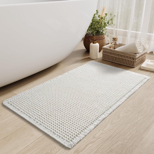 Alfombra De Baño Tejida con Forma De Gofre, La Alfombra De Piso con Diseño De Gofre Bohemio Es Antideslizante Y Muy Absorbente, Lavable a Máquina, Apto para Baño, Cocina