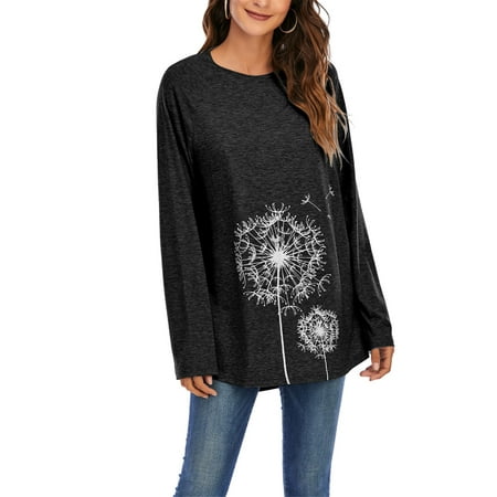 

Long Sleeve Crew Neck Tunic Tops for Women Casual Loose Sleepwear Pajamas Blouse T-shirt Basic Long Top