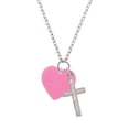thumbnail image 2 of Delight Jewelry Acrylic 1" Hot Pink Heart I Have Plans for You Engraved Cross Zoey Necklace, 28", 2 of 4
