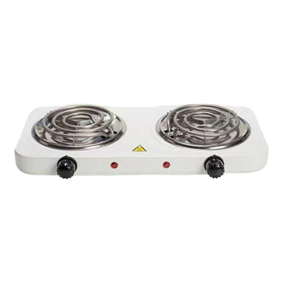TISHITA Electric Coil Burner Burner Cooktop Adjustable Temperature Knob for Home, Travel, Outdoor Activities Countertop Coiled Burner Double 2000W White