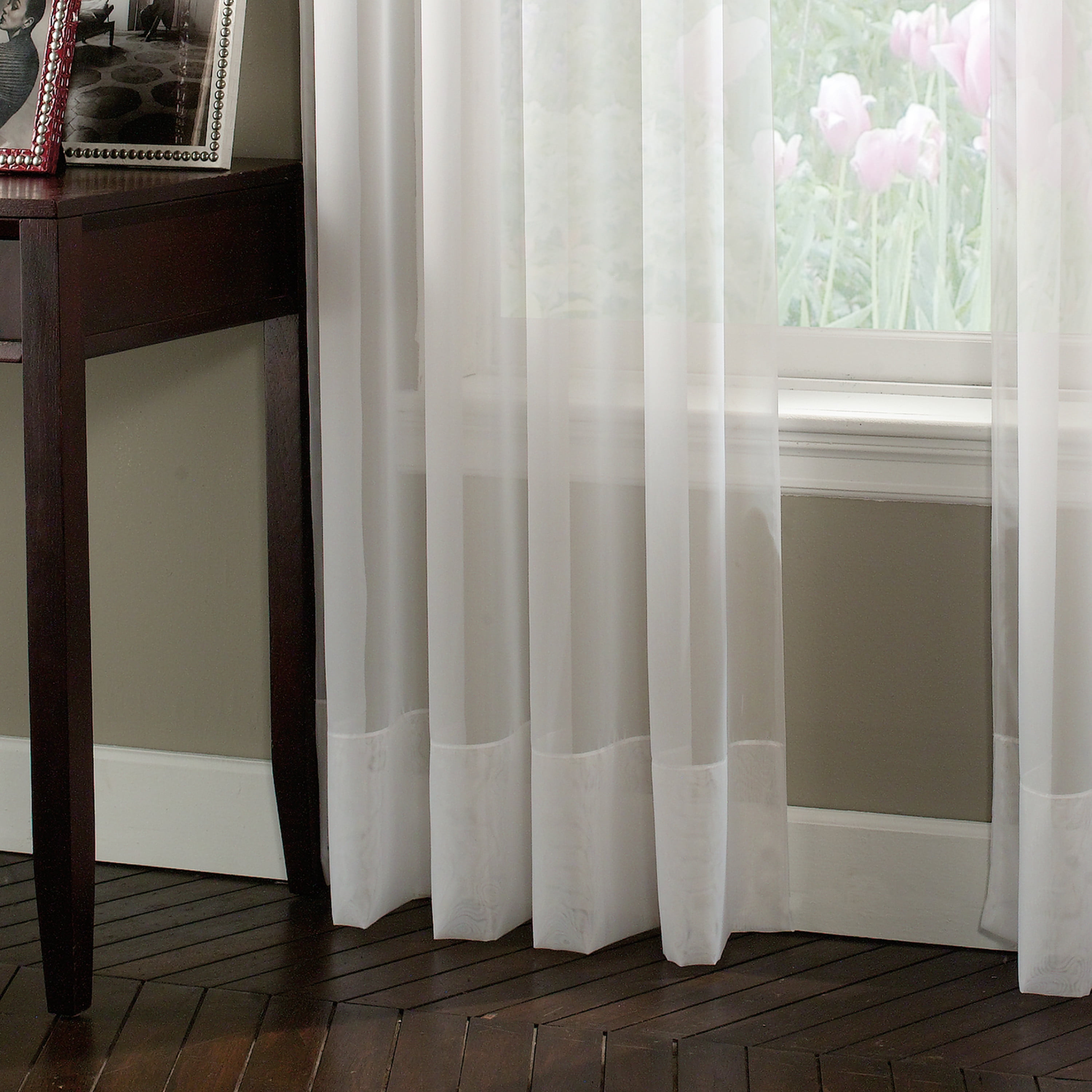 Curtainworks Soho Voile Indoor Curtain, Polyester Sheer Poletop Single Panel, Indoor, Winter White, 59" x 63", Adult