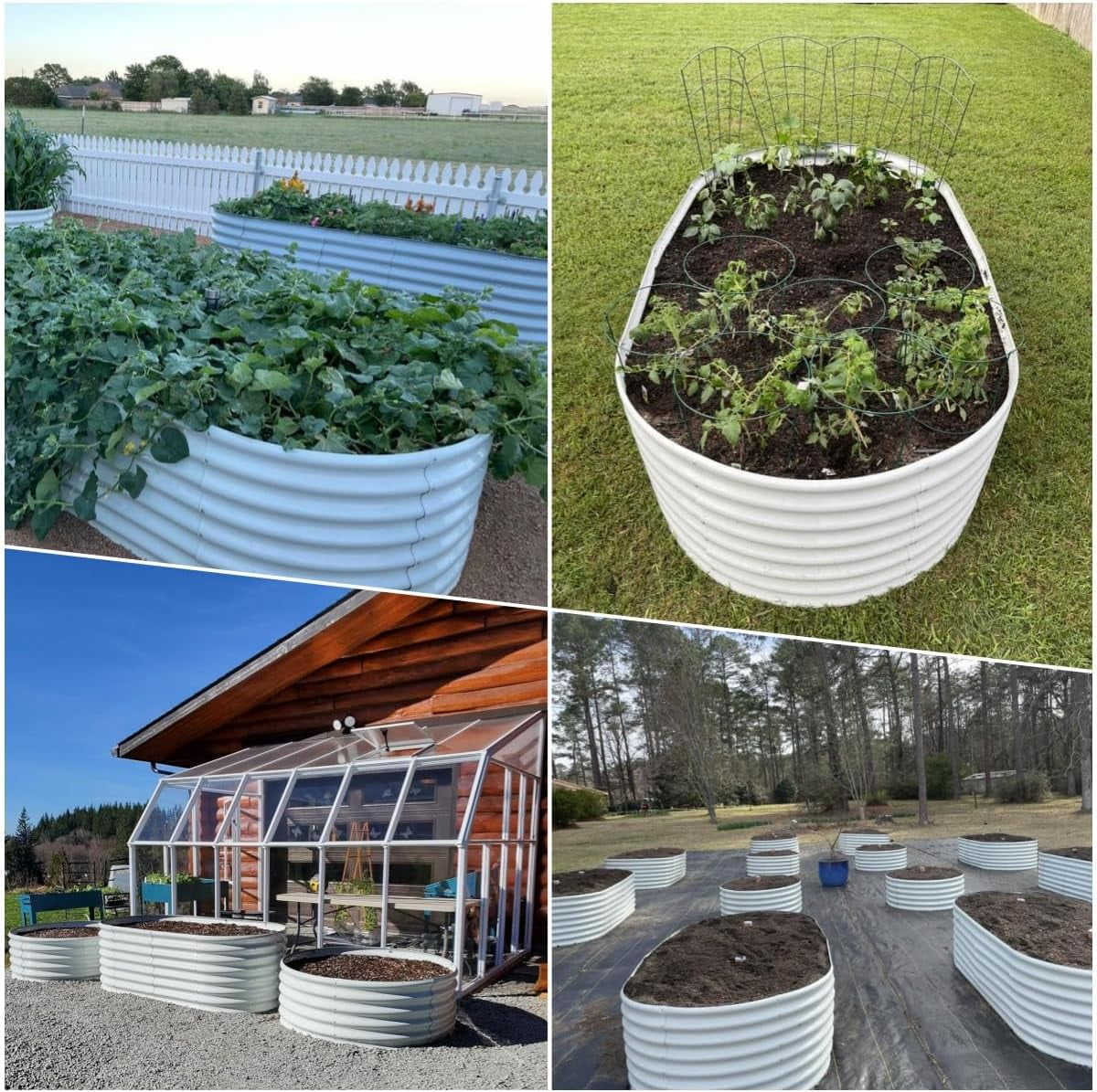 ANLEOLIFE 3 PACK 6x3x2 ft Galvanized Raised Garden Beds Outdoor, Oval Large Metal Deep Root Planter Box for Planting Vegetables Flowers Herb, Anti-Rust, Antique White