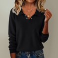 thumbnail image 2 of Women Polo V Neck Lightweight Warm Fall Sweaters Long Sleeve Collared Lapel Pullover,Basic Knit Business Casual Work Office Top,2026 Fall Trendy Cozy Fashion Outfits,Dressy Cute Clothing Black, 2 of 5
