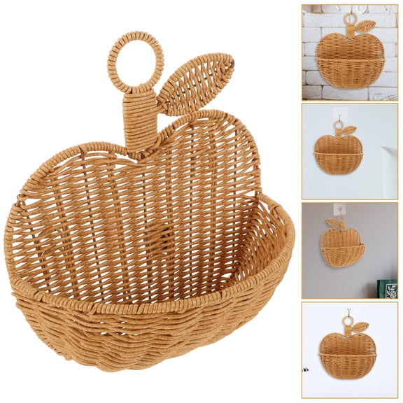 GETAJGHSD Handwoven Rattan Hanging Fruit Basket, Space-Saving Kitchen and Home Decor Holder, 1 Piece