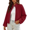 thumbnail image 5 of Warop Women Stand Collar Sweatshirt, Long Sleeve Zip Up Drawstring Short Pocket Pullover for Casual, 5 of 9