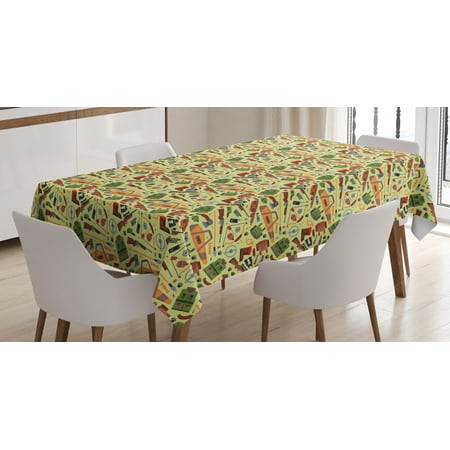 

Deer Hunting Tablecloth Camping Outdoor Archery Illustration Rectangular Table Cover for Dining Room Kitchen 52 X 70 Pale Rust Vermilion Pale Olive Green and Pale Green by Ambesonne