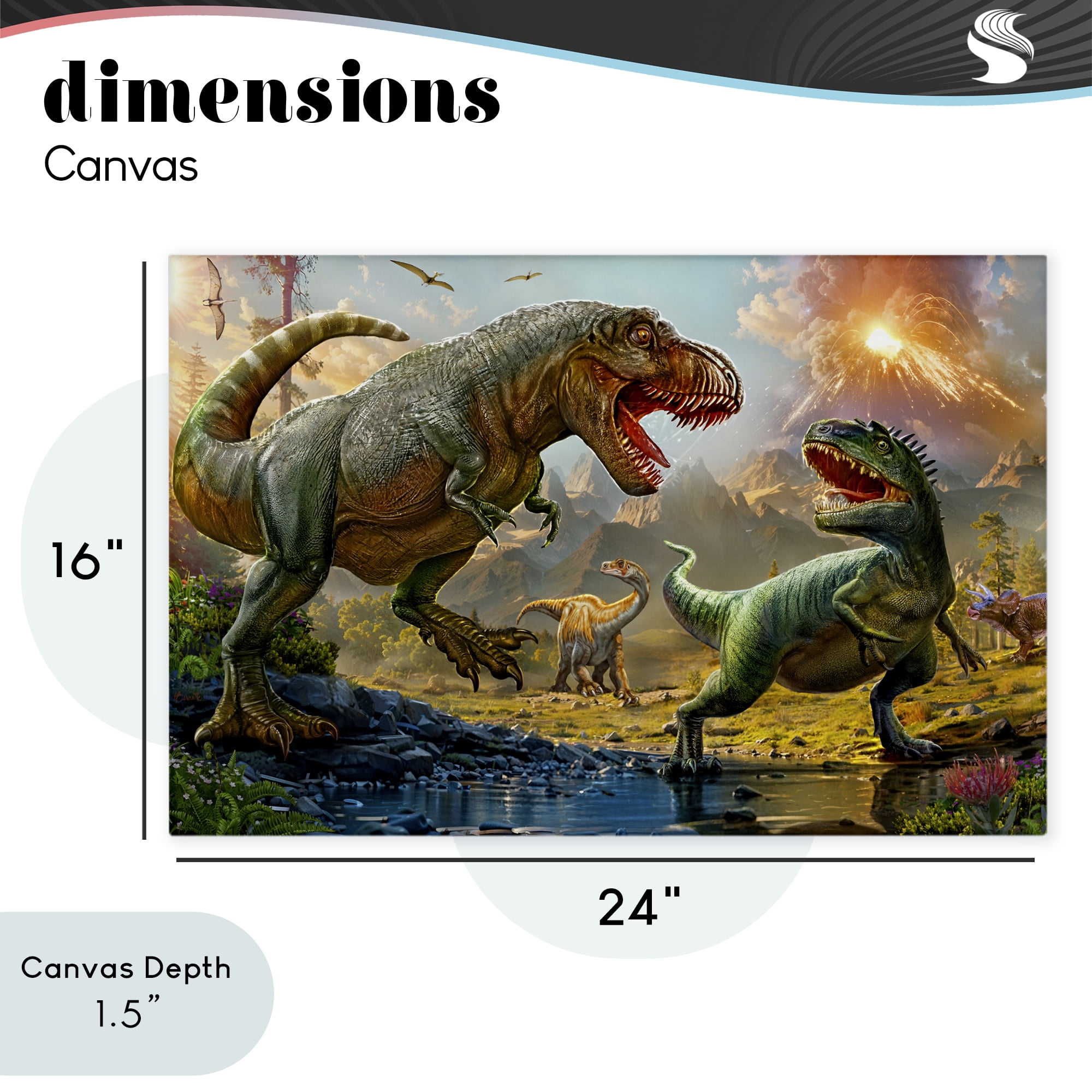 Stupell Industries T-Rex Encounter at Riverbank Canvas Wall Art, design by Henriette Chinaglia
