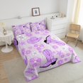 thumbnail image 3 of Purple Western Cowgirl Full Comforter Set,Glitter Cowgirl Boot Hat Bedding Set Room Decor,Cute Groovy Flower Quilt Bed Set Rustic Country Style Down Comforter 3Pcs, 3 of 6