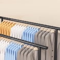 thumbnail image 4 of SUSUZI Double Rods Garment Rack with Wheels, Freestanding Clothing Rack for Hanging Clothes, 4 of 6