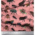 thumbnail image 3 of Soimoi Orange Modal Satin Fabric Beetle & Honey Bee Insects Decor Fabric Printed BTY 42 Inch Wide, 3 of 3