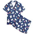 thumbnail image 4 of LIIPEE Girls Halloween Pajamas Cute Cartoon Graphic Print Short Sleeve Flat Collar Button Down Shirts And Shorts Sleepwear 2 Piece Set Kids Comfortable Holiday Party Nightwear,2-3 Years, 4 of 4