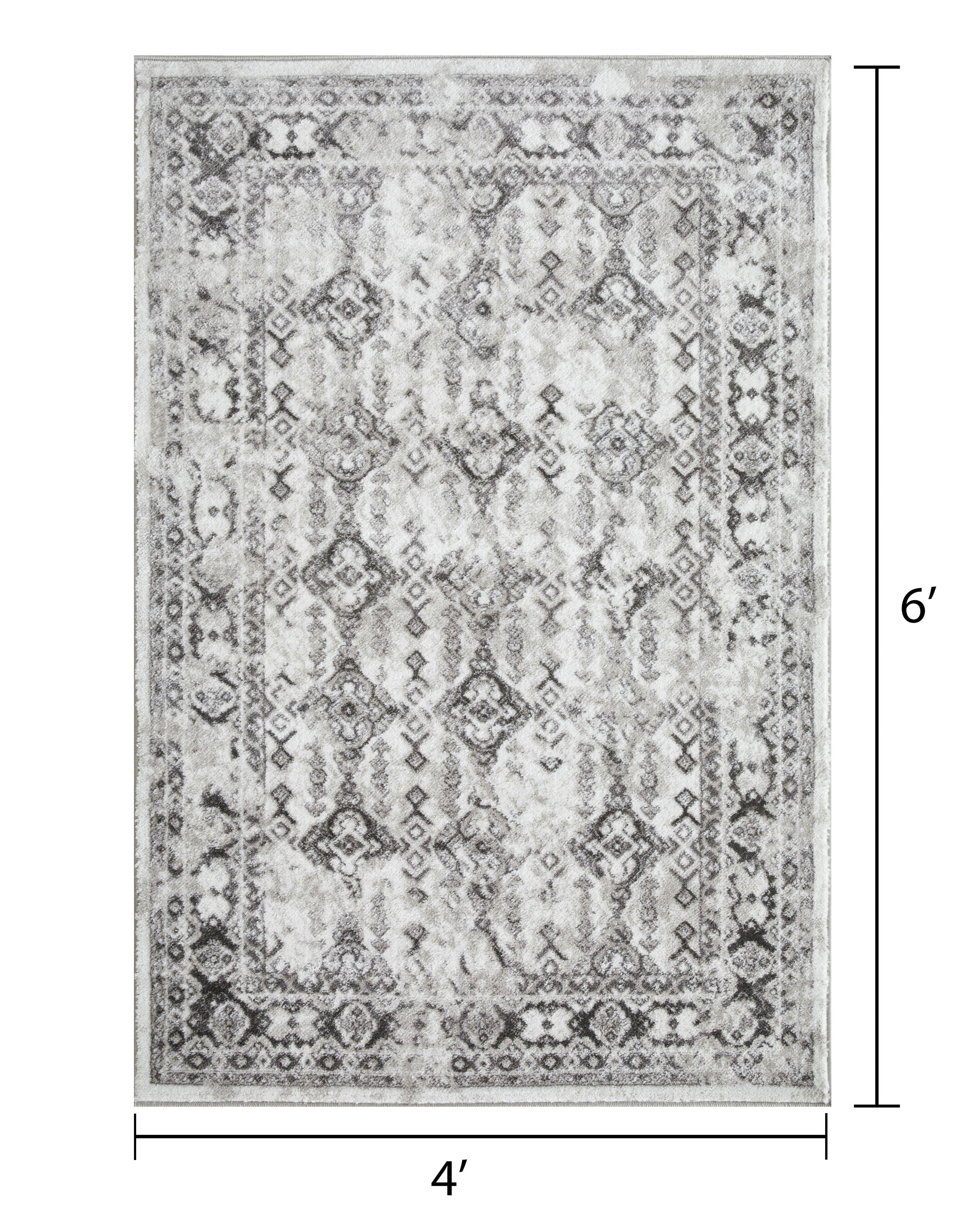 Loomaknoti Rhane Almurz 4' x 6' Gray Oriental Indoor Area Rug
