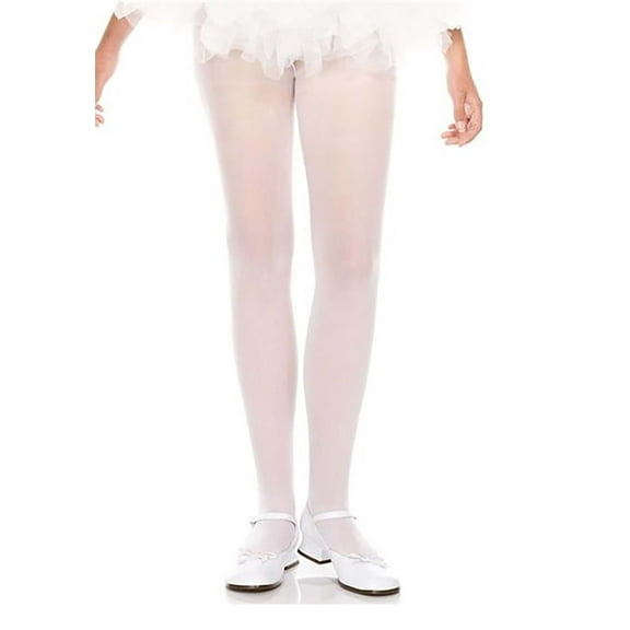 Music Legs Women's 280-WHITE-S Girls Opaque Tights - White, Small