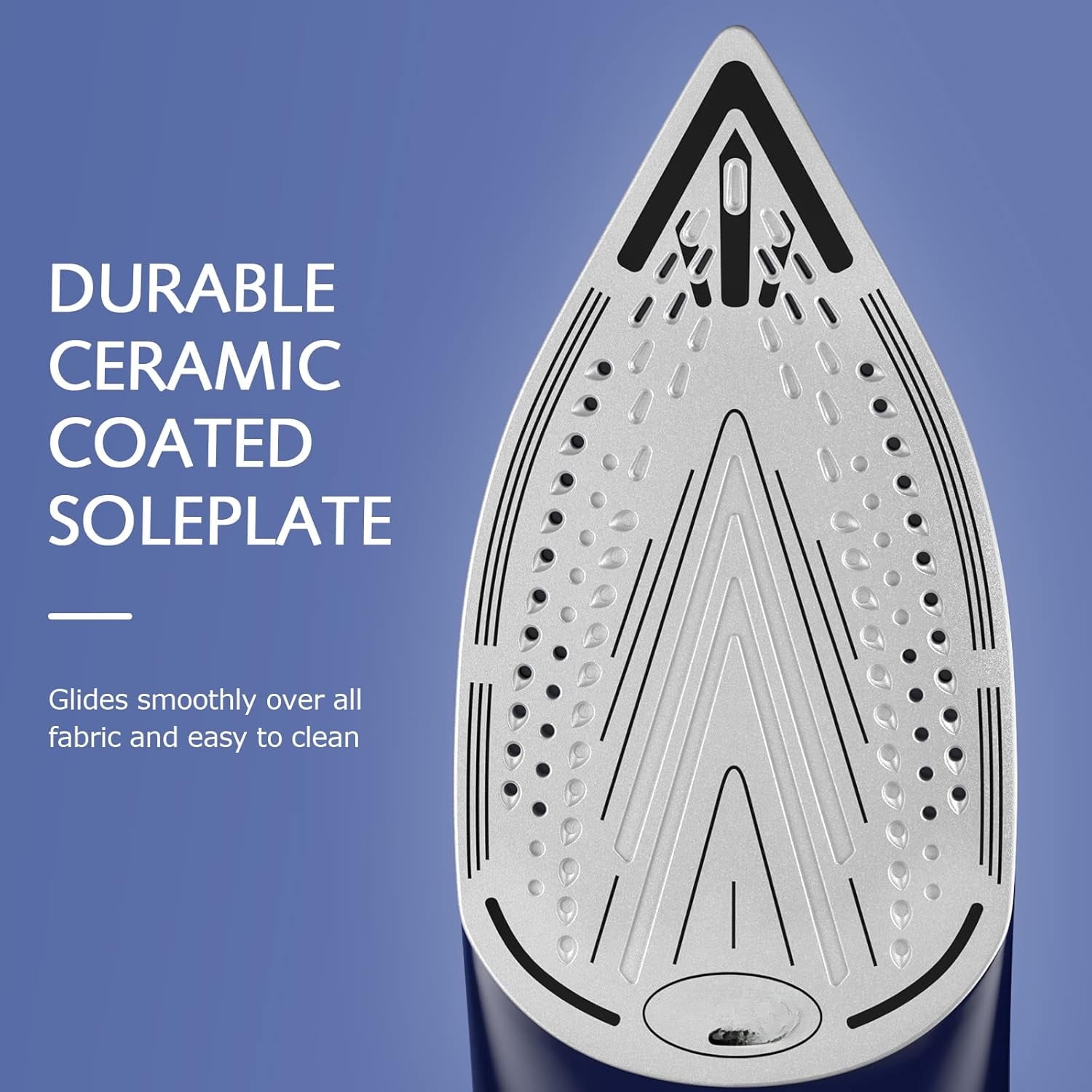 Steam Iron for Clothes with Precision Thermostat Dial, Ceramic Coated Soleplate, 3-Way Auto-Off, Self-Cleaning, Anti-Calcium, Anti-Drip Blue