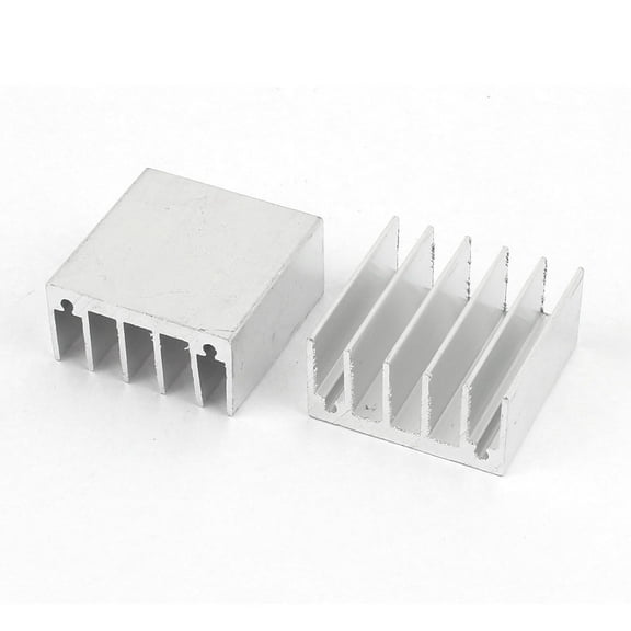 2 Pieces Silver Tone Aluminum Radiator Heat Sink Heatsink 30mm x 30mm x15mm