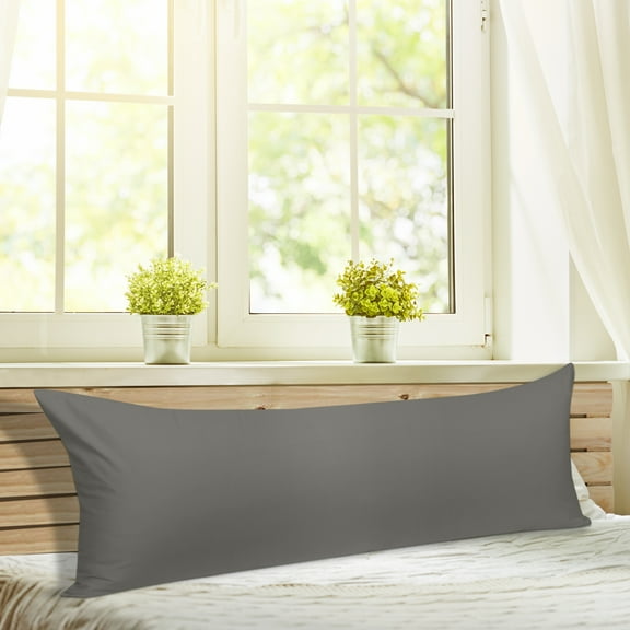 Unique Bargains Cotton Zippered Body Pillowcase Pillow Cover Dark Gray 20" x 72"