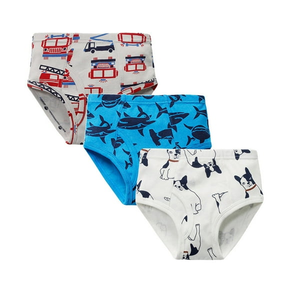 sertiohcv Boys Boxer Shorts Cotton Briefs Soft Kids Children Boys Underwear Cute Print Briefs Shorts Pants Cotton Underwear Trunks 3PCS Blue,Size 18-24 Months