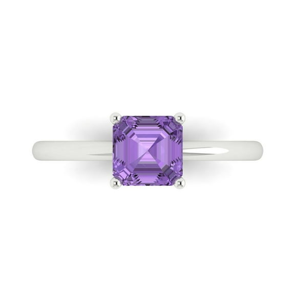 Solitaire Engagement Ring for Women - 1ct Simulated Alexandrite in 14K White Gold Promise Ring