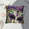 thumbnail image 2 of PHYHOO Mardi Gras Decorative Throw Pillow Covers, New Orleans Carnival Outdoor Home Decor, Purple Yellow Green Beads Holiday Couch Cushion Case White, 2 of 5
