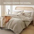 thumbnail image 4 of Oversized Queen Comforter Light Khaki, 3pcs (1 Comforter & 2 Pillowcases) Lightweight Oversized Queen Comforter Sets Bedding Blanket Quilts, 4 of 6