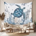 thumbnail image 2 of Coastal Sea Turtle Small Tapestry for Bedroom Wall Hanging Tapestry, Ocean Beach Summer Coral Starfish Ceiling Backdrop Tapestries Poster Blanket Wall Decor for Teens Room Living Room Dorm 23" x 28", 2 of 8