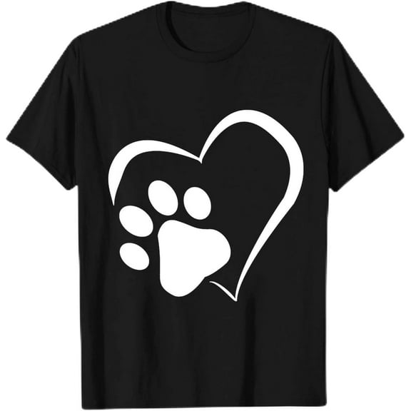 Valentine T Shirts for Women Dog Paw Love Heart Print Short Sleeve Tops Casual Crewneck Shirts Summer Graphic Tees