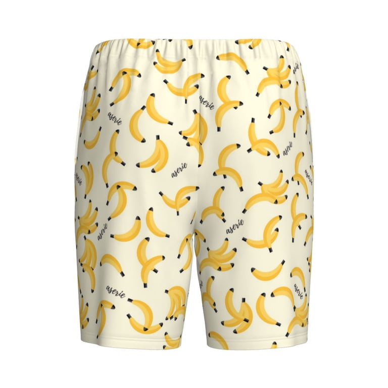 j*b様 ソリッドシアター Banana is a Snack？ 白色パンツVe Naloa Banana Men's Short Pajama Pants, Lounge Comfort Shorts with