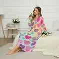 thumbnail image 3 of SEANATIVE Women's Night Gown Long Sleeve Sleep Shirt Button Front Pajama Dress Soft Full Length Nightshirt Sleepwear for Bedroom Home, XL, Colorful Heart-shaped Pattern, 3 of 7
