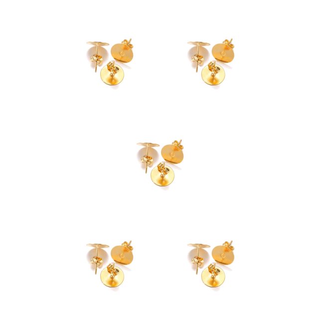 Wisewang Earring Stud Base Multi Stainless Personality Ear Pins Setting Decorations Jewelry Making Tool Beach Using Supplies Gold 12mm 5Set