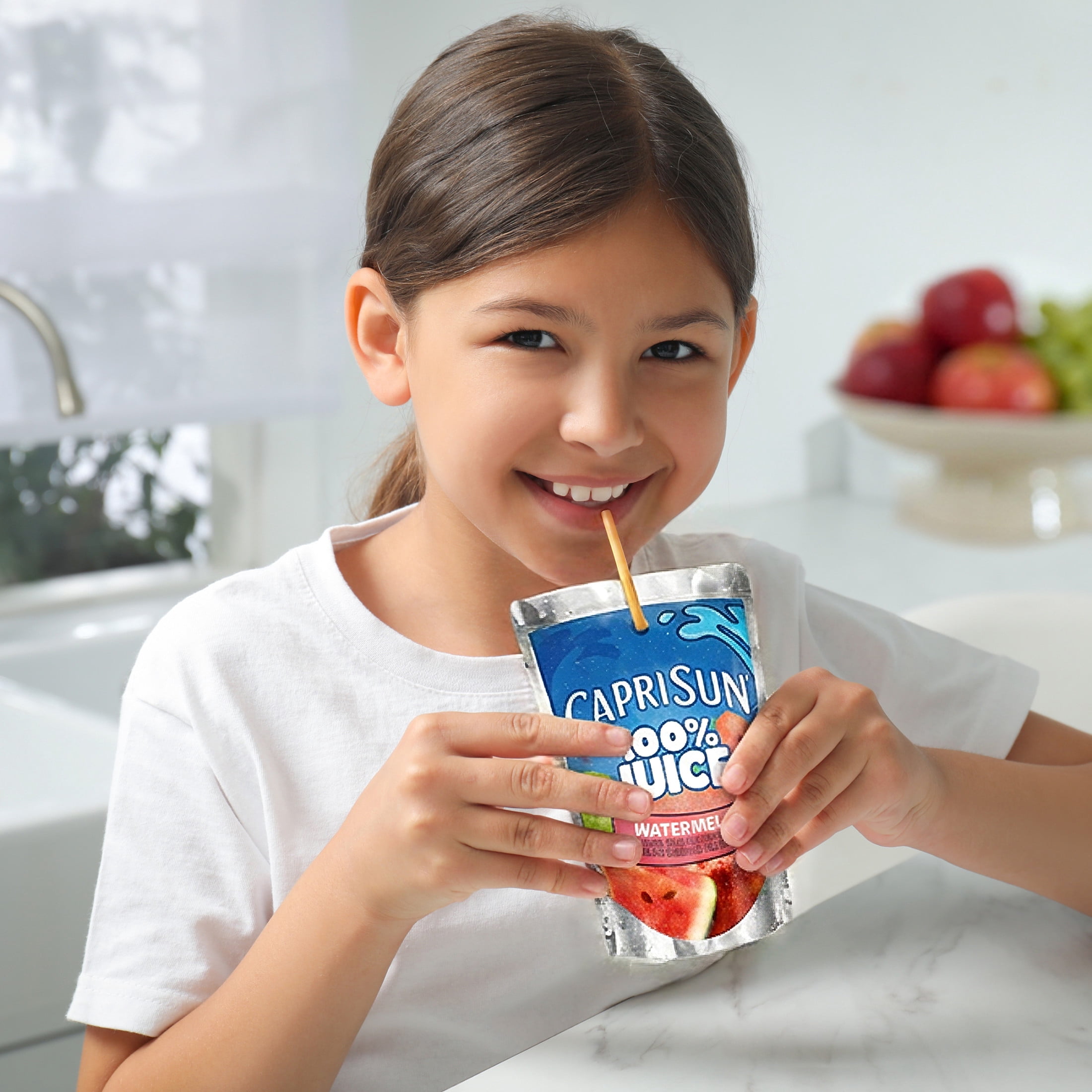 (4 pack) Capri Sun 100% Juice Drink Blend from Concentrate Juice Boxes, 10 Pouches, for School Lunches and On-the-Go Hydration, Watermelon with Added Ingredients and other Natural Flavor, 6 oz