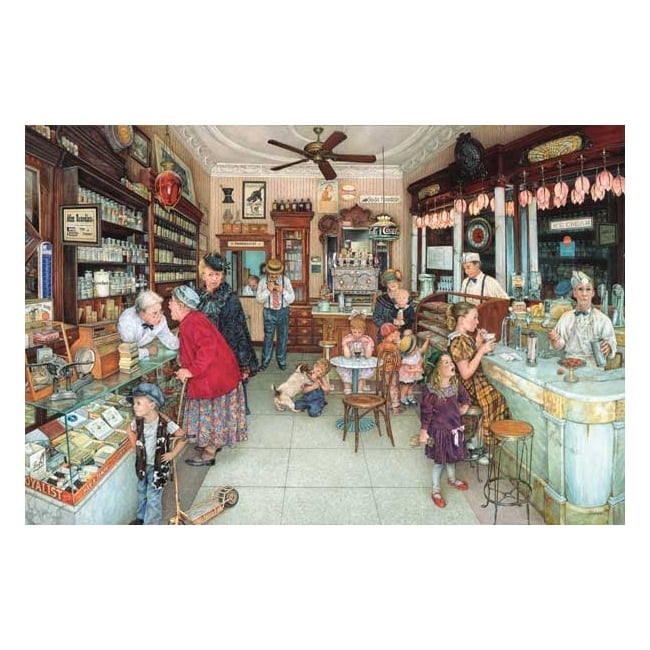 SunsOut Jigsaw Puzzle Old Fashioned Soda Fountain 1000 PC Susan Brabeau 19x30 Ne for sale online