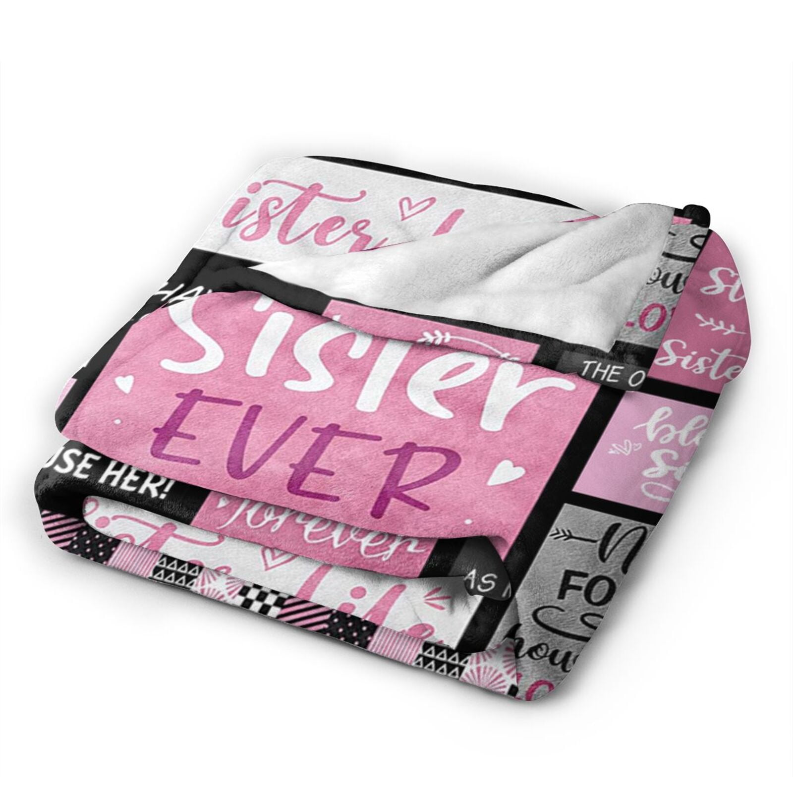 Wijzvio World Best Sister Ever Throw Blanket Soft Fuzzy Fleece Blanket For Couch Bed Living Room Decoration 50"X40"