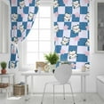 thumbnail image 5 of Fsddascl Cute Cat Blackout Curtains for Bedroom/Living Room, Thermal Insulated Kitchen Curtains, Blue White Plaid Cartoon Checkered Grommet Darkening Window Treatment Drapes 52"x63"x2, 5 of 6