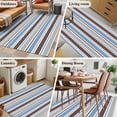 thumbnail image 5 of Area Rug for Living Room, Blue Brown Striped Non-Slip Indoor Large Carpet for Bedroom/Dining Room, Farmhouse Stripes Modern Abstract Art Washable Low-Profile Floor Mat Runner Rugs - 2.7 x 5 Ft, 5 of 8