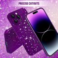 thumbnail image 5 of Compatible with iPhone 14 Pro Max Glitter Case Women Girls Bling Sparkle Phone Case Camera Lens Protection Slim Soft Bumper Shockproof Protective Cover for iPhone 14 Pro Max 6.7 inch, Purple, 5 of 12