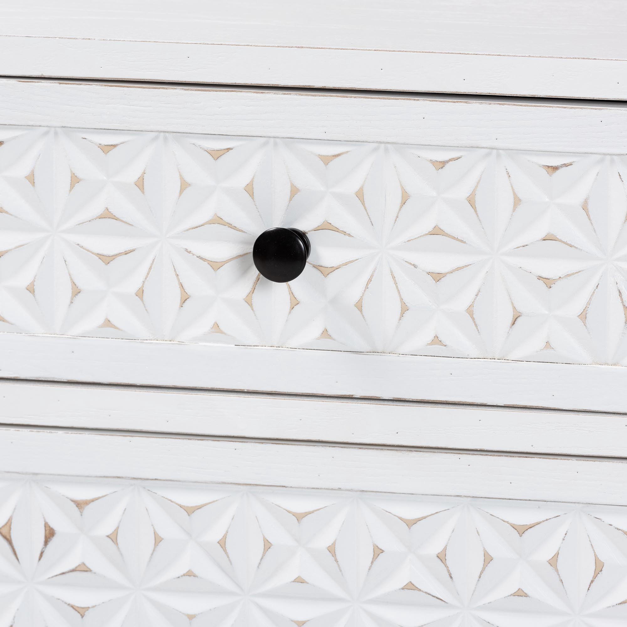 Baxton Studio Nefeli Mid-Century Transitional White Finished Wood and Black Metal 1-Drawer Storage Cabinet