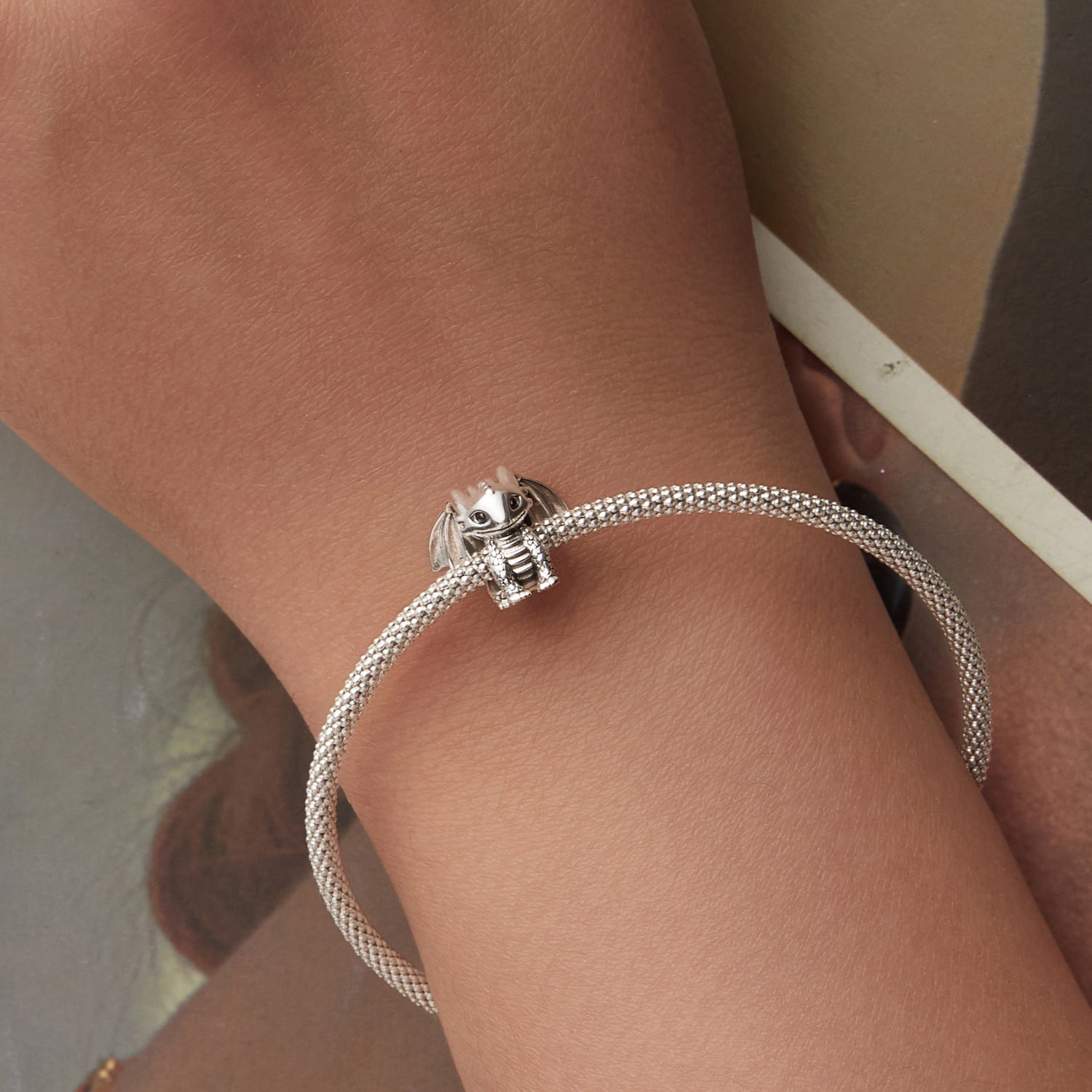 Flying Dragon Charm 925 Sterling Silver Charm,Charm for Bracelets , Perfect Gift for Women