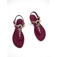 thumbnail image 3 of Women Rhinestone Decor Ankle Strap Thong Sandals  Glamorous Summer Flat Sandals, 3 of 7